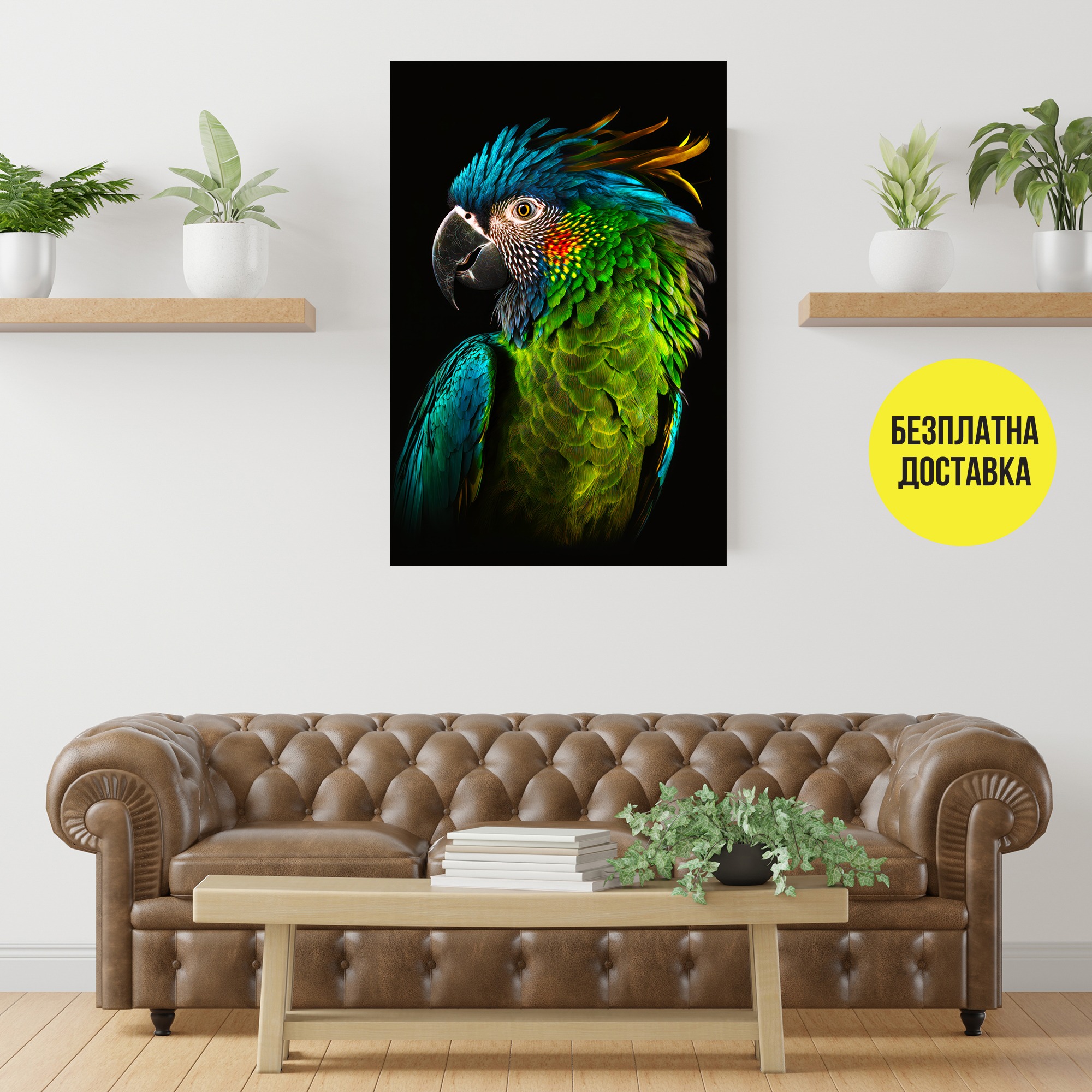 Картина-Папагал черен фон 0536