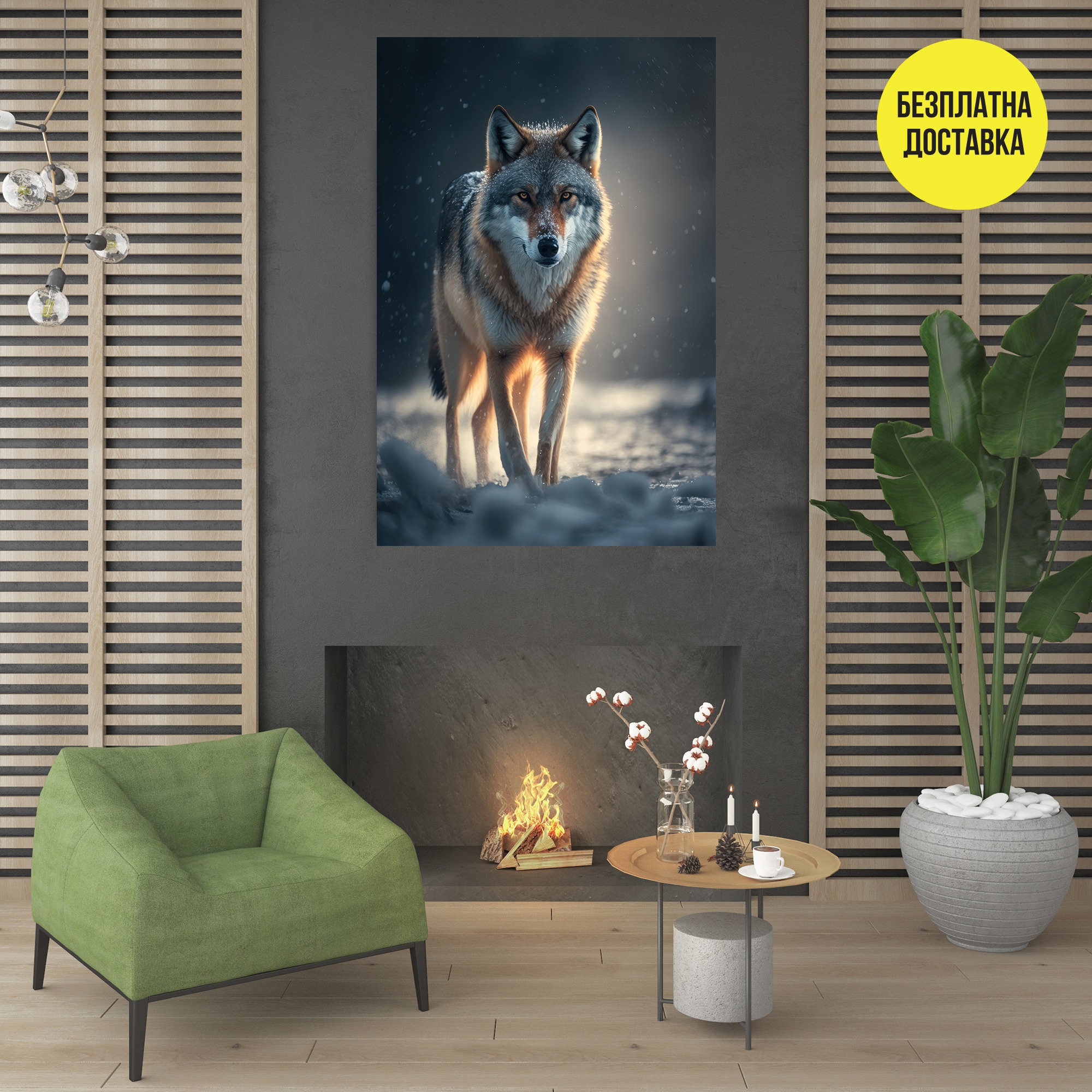 Картина-Вълк в снега 0520