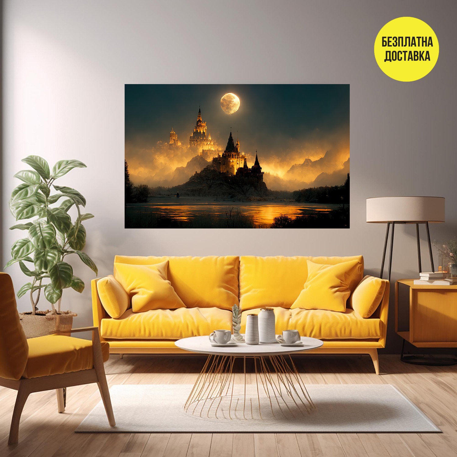 Картина-Замък в лунна нощ 0828