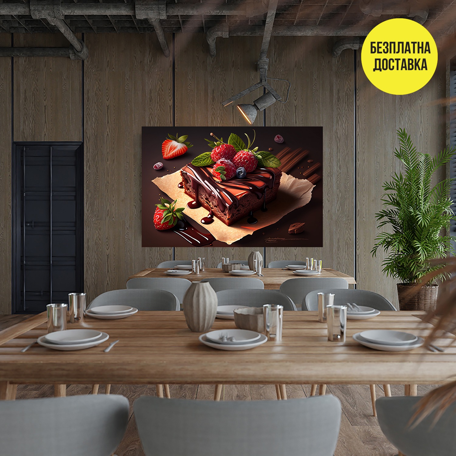 Картина-Шоколадово брауни с ягоди и боровинки 0903
