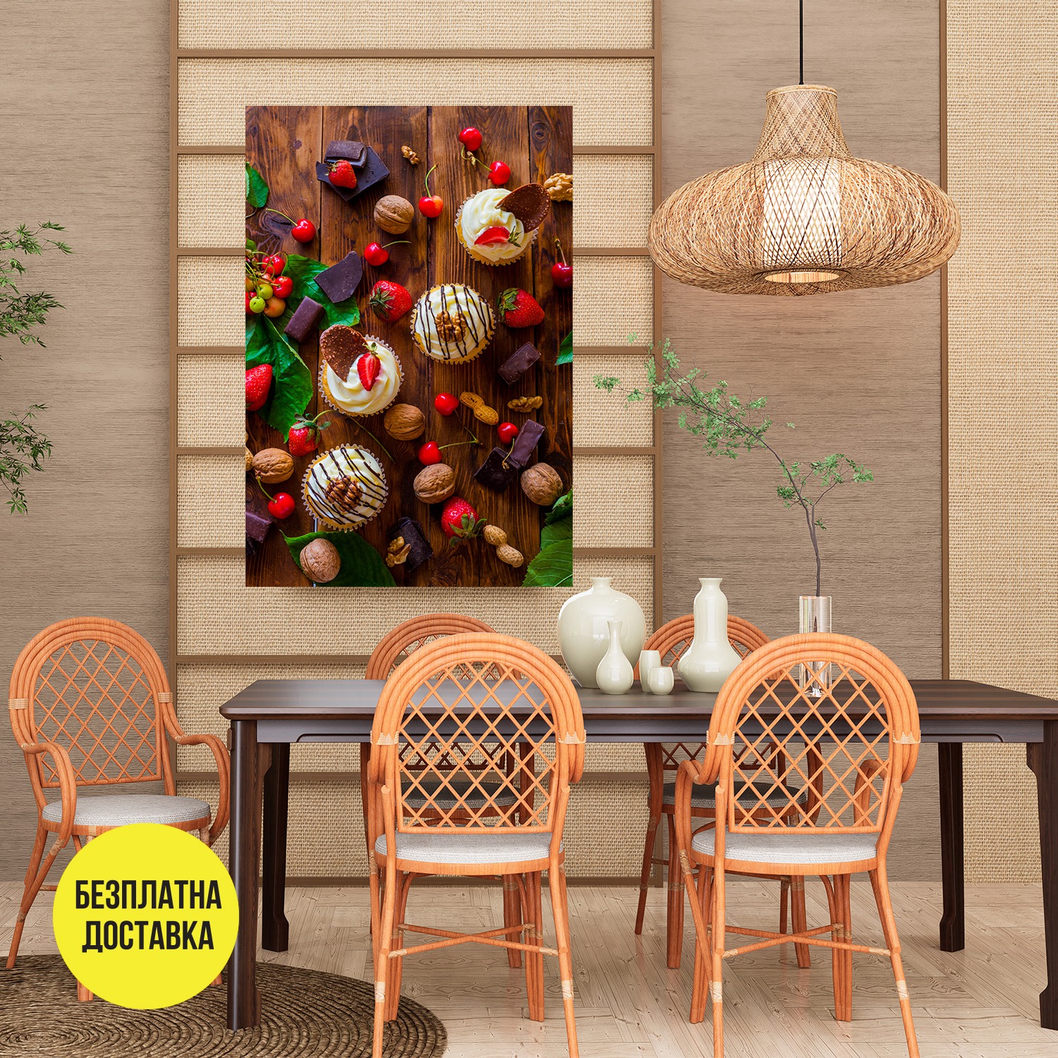 Картина-Мъфини с шоколад череши ягоди и ядки 0904