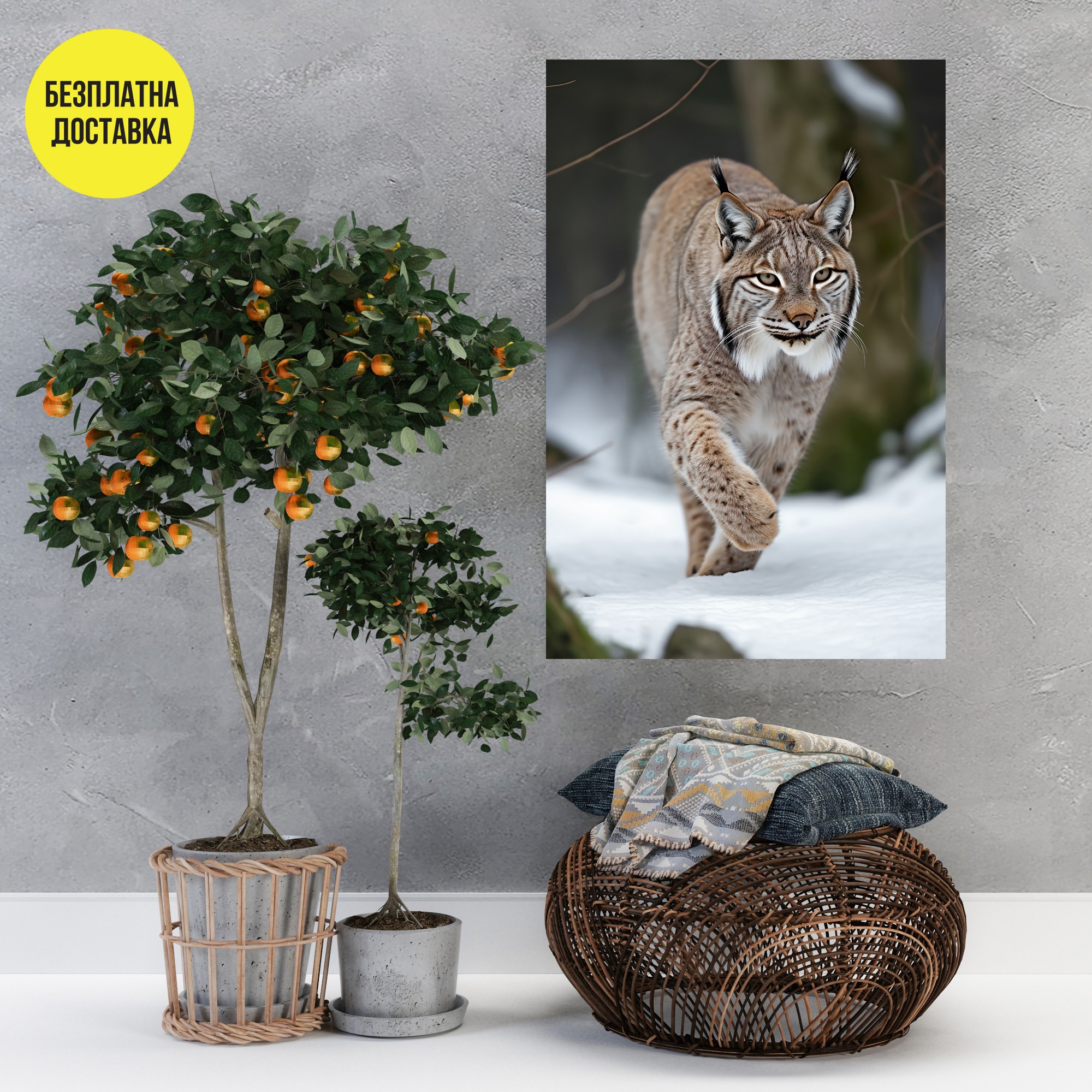 Картина-Дива котка в снега 0514