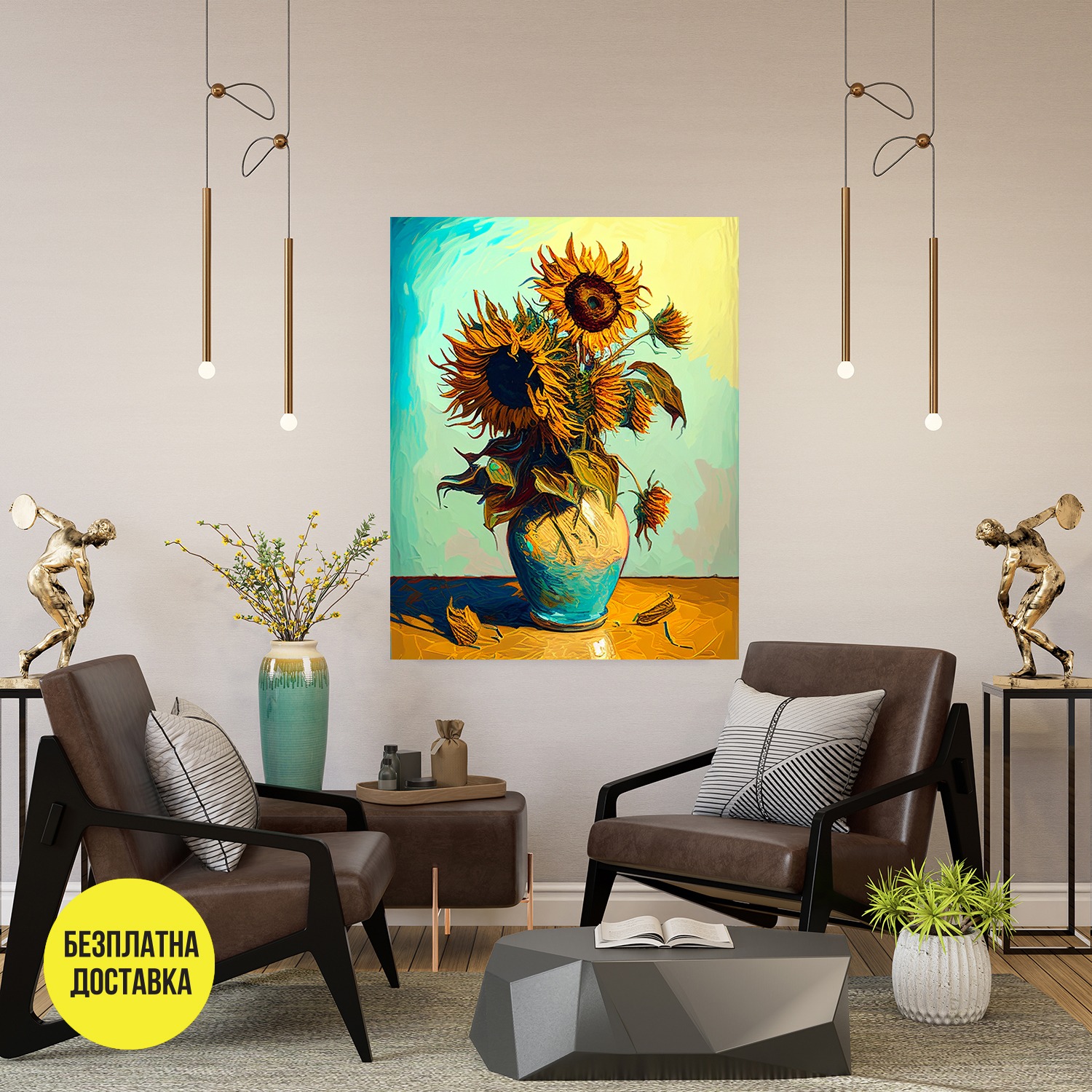 Картина-Слънчогледи във ваза 1010