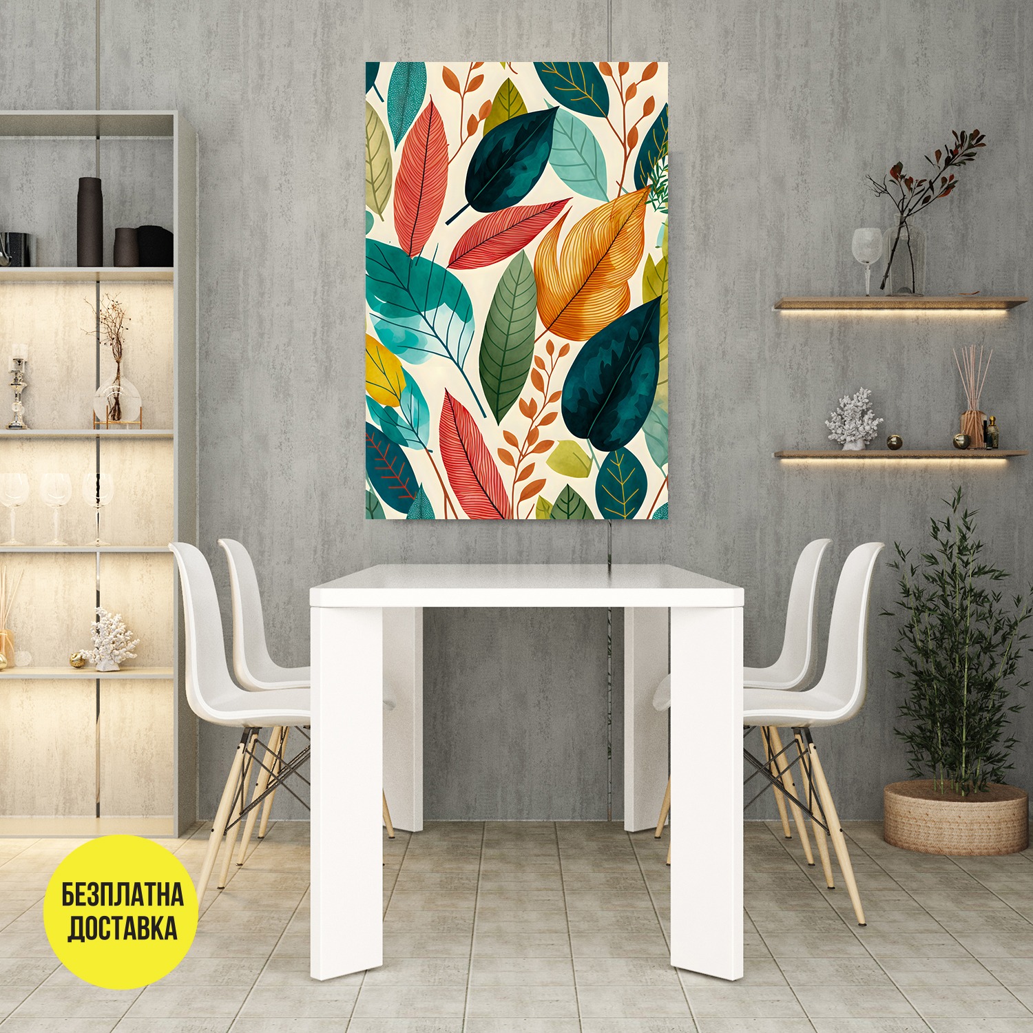 Картина-Абстракция цветни листа 1023