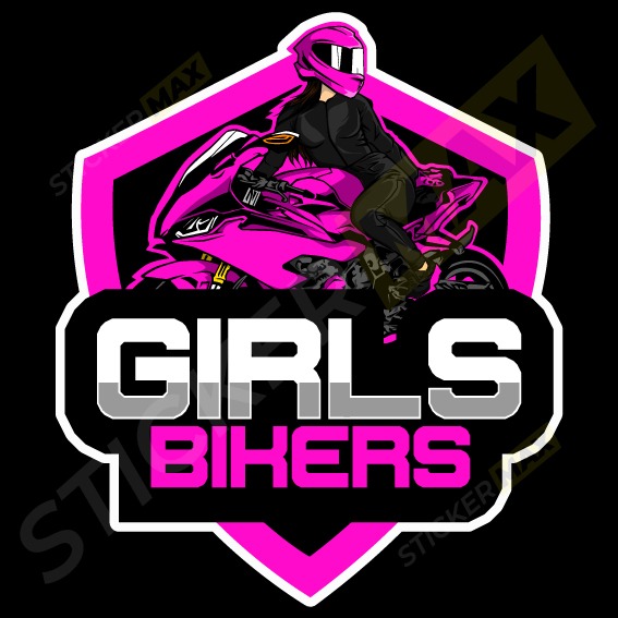 момиче, мотор, стикер