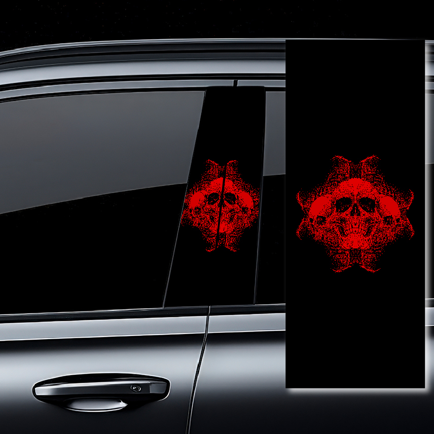 Стикери за колонки - Черепи в червено 6012